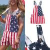 American Independence Day Flag Couple Overalls Denim Shorts 100