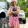 American Independence Day Flag Couple Overalls Denim Shorts 100