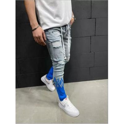 Colorblock color-block pencil jeans 44