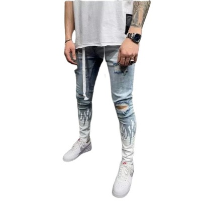 Colorblock color-block pencil jeans 44