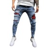 Denim patch stretch pencil jeans 45