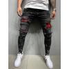 Denim patch stretch pencil jeans 45