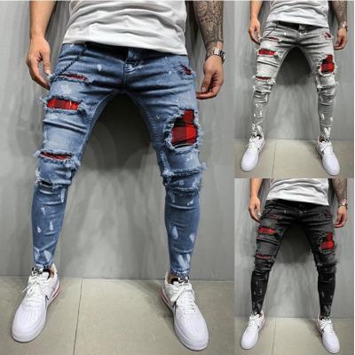 Denim patch stretch pencil jeans 45