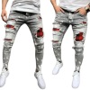 Denim patch stretch pencil jeans 45