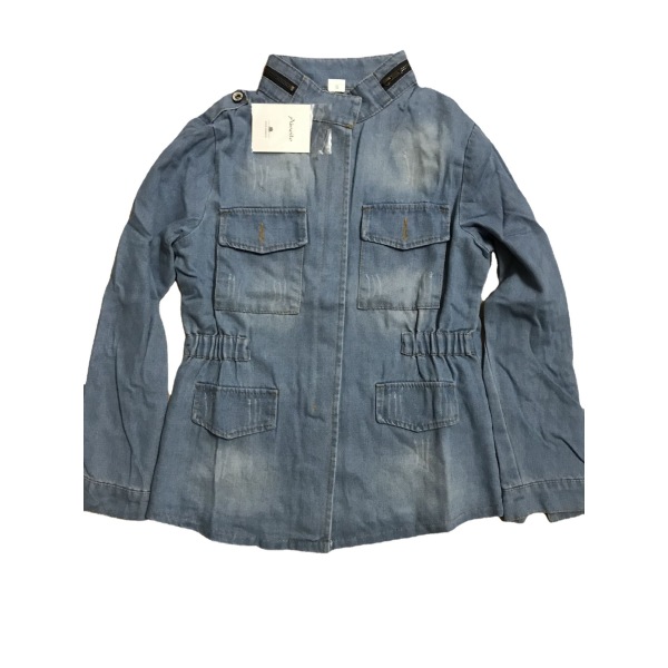 Distressed slim fit women's denim jacket 63