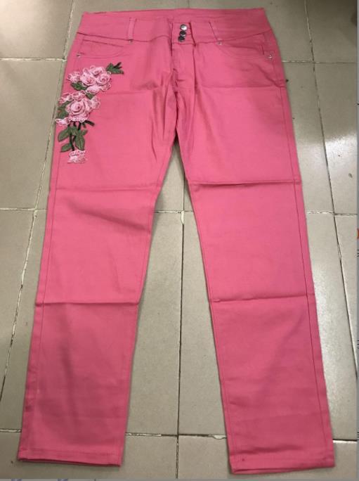 Fat big butt plus size high elastic embroidered jeans 67