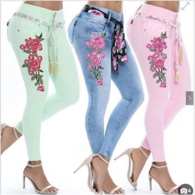 Fat big butt plus size high elastic embroidered jeans 67