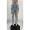 Frayed many holes cow skinny jeans trousers women's clothing 85