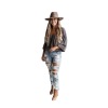 Frayed many holes cow skinny jeans trousers women's clothing 85