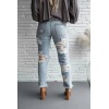 Frayed many holes cow skinny jeans trousers women's clothing 85