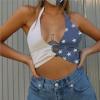 Halter-neck hoop-lace velvet bandeau open-back top 128