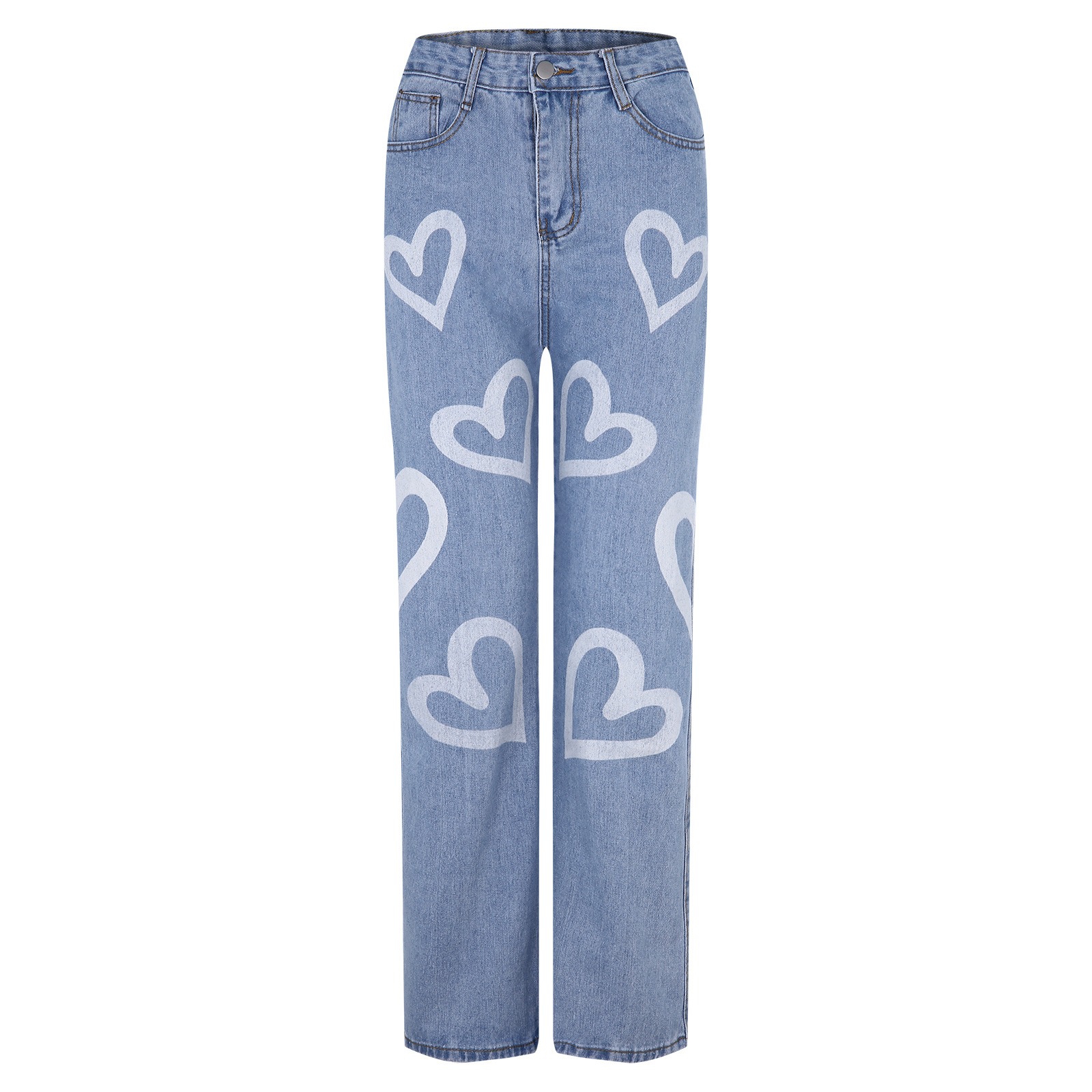 Heart Graffiti Straight Casual Street Style Jeans 93