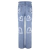 Heart Graffiti Straight Casual Street Style Jeans 93