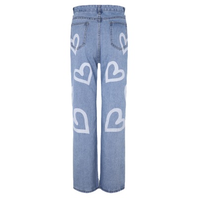 Heart Graffiti Straight Casual Street Style Jeans 93
