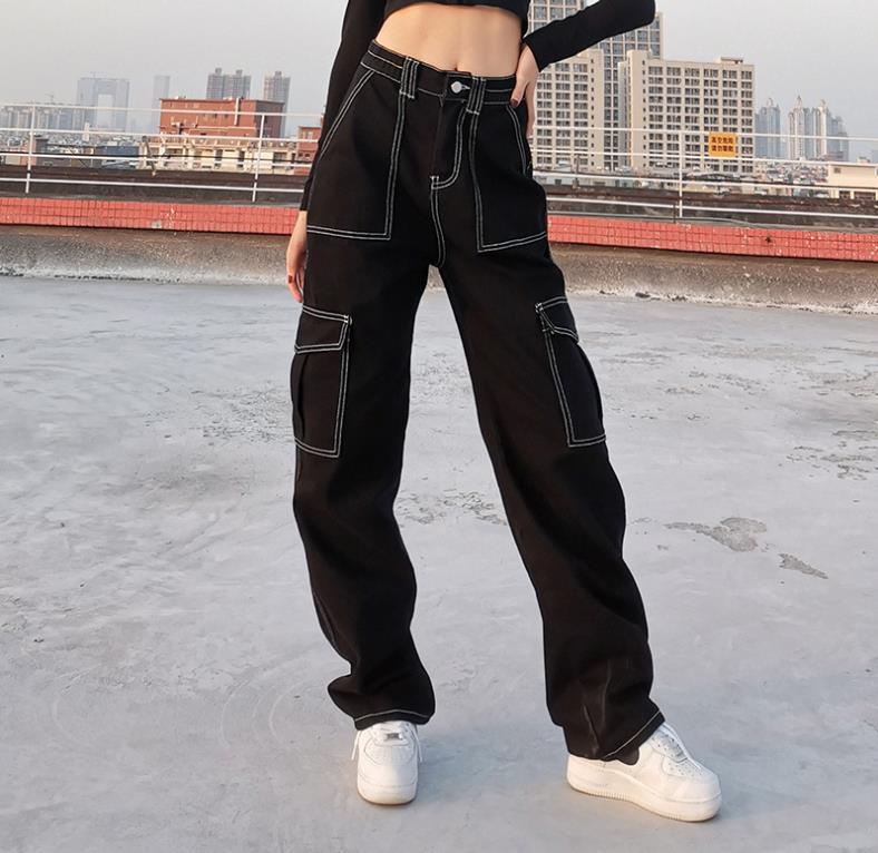 High Waist Elastic Waist Patch Pocket Casual All-Match Pants 76