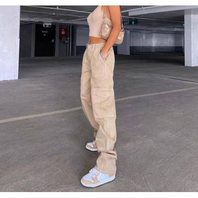 High Waist Elastic Waist Patch Pocket Casual All-Match Pants 76