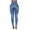 High-waist four-breasted stretch slim-fit pencil jeans 131