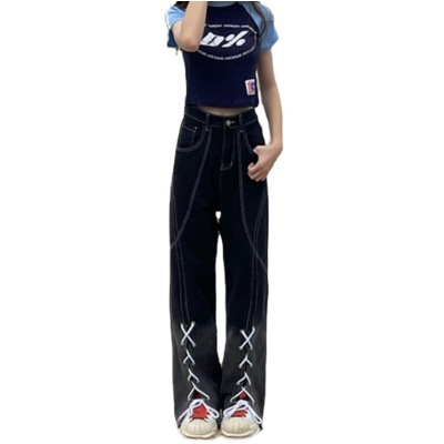 High waist straight leg loose wide leg trousers 66