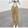 hip-hop style blue V-neck personalized waist casual pants 122