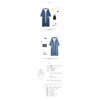 Hooded Long Sleeve Denim Jacket Single Breasted Long Trench Coat 101
