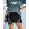 Independence Day Pocket Stars and Stripes Ripped Fringed Denim Shorts 16