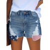 Independence Day Pocket Stars and Stripes Ripped Fringed Denim Shorts 16