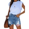 Independence Day Pocket Stars and Stripes Ripped Fringed Denim Shorts 16