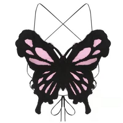 Interesting Butterfly Bust Contrasting Color Sling Backless 82