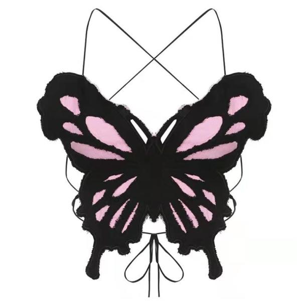 Interesting Butterfly Bust Contrasting Color Sling Backless 82