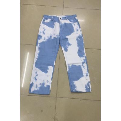 Loose Grind Washed Straight Tie-Dye Denim Trousers 105
