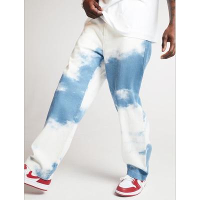 Loose Grind Washed Straight Tie-Dye Denim Trousers 105