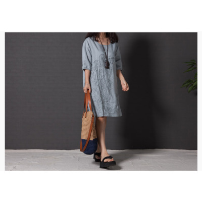 Loose Literary Style Fresh Embroidered Long Sleeve Dress 33