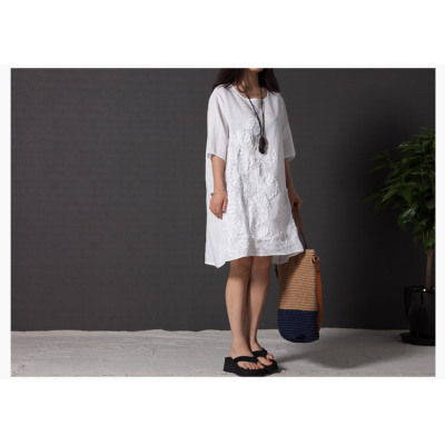 Loose Literary Style Fresh Embroidered Long Sleeve Dress 33