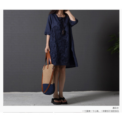 Loose Literary Style Fresh Embroidered Long Sleeve Dress 33