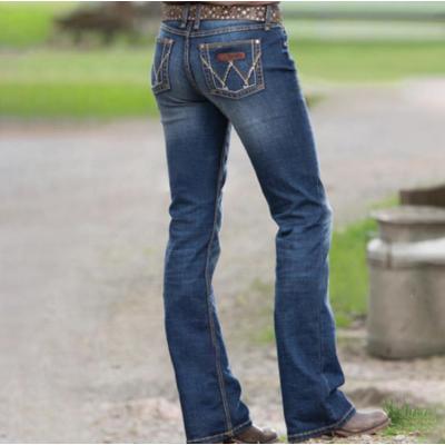 Low-rise slim-fit stretch back pocket embroidered trousers 43