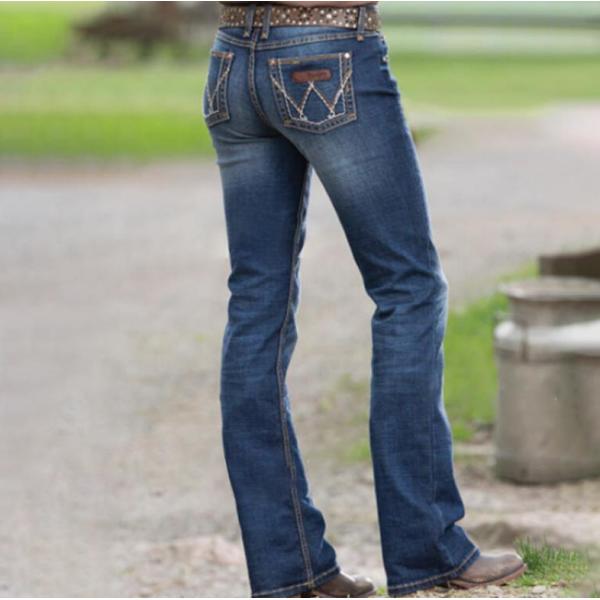Low-rise slim-fit stretch back pocket embroidered trousers 43