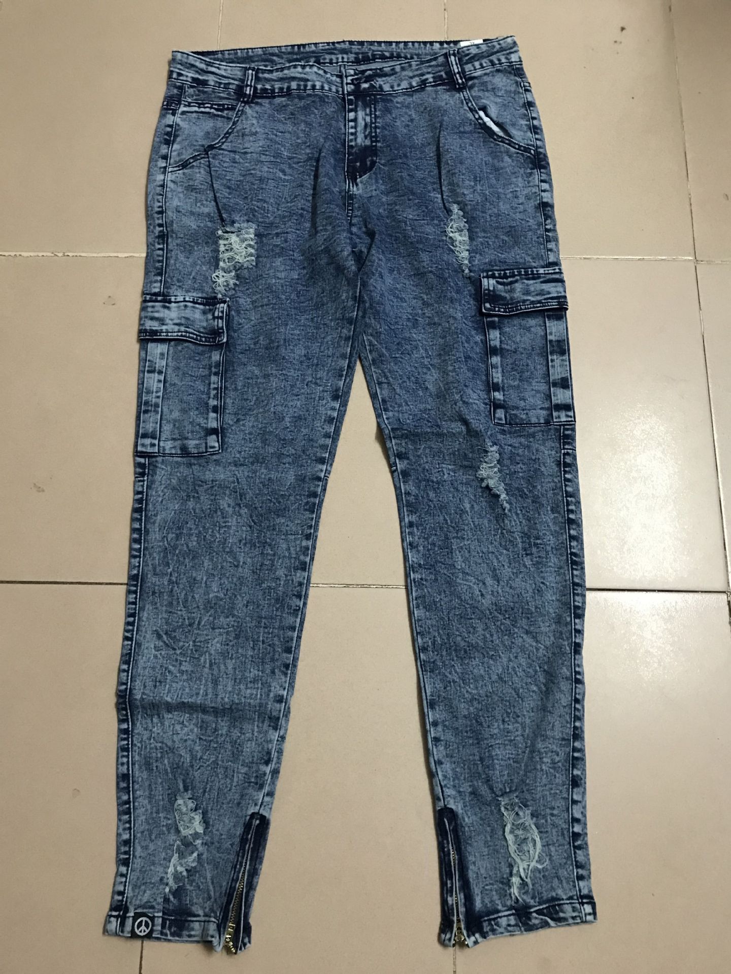 men's jeans with large knee pockets and small feet zipper jeans 59