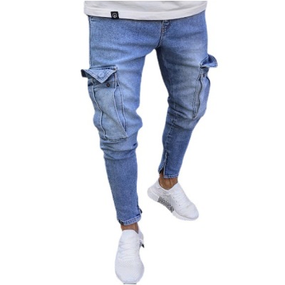 men's jeans with large knee pockets and small feet zipper jeans 59