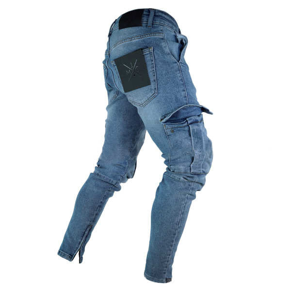men's jeans with large knee pockets and small feet zipper jeans 59