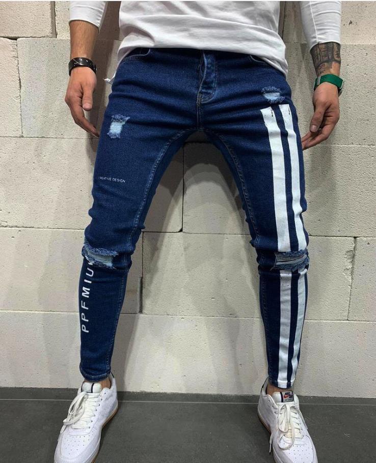 Men's ripped stretch pencil jeans 8