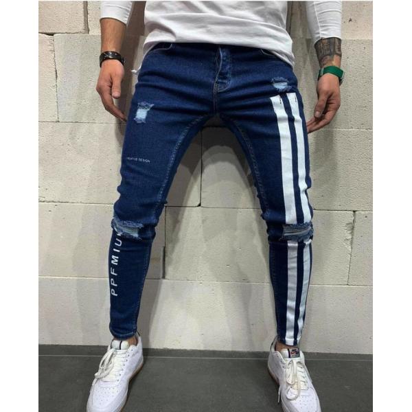 Men's ripped stretch pencil jeans 8