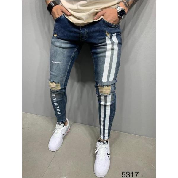 Men's ripped stretch pencil jeans 8