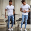 Men's white frayed pencil pants 62