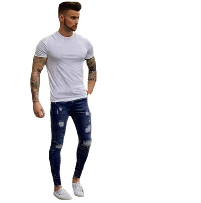 Men's white frayed pencil pants 62