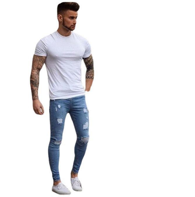 Men's white frayed pencil pants 62