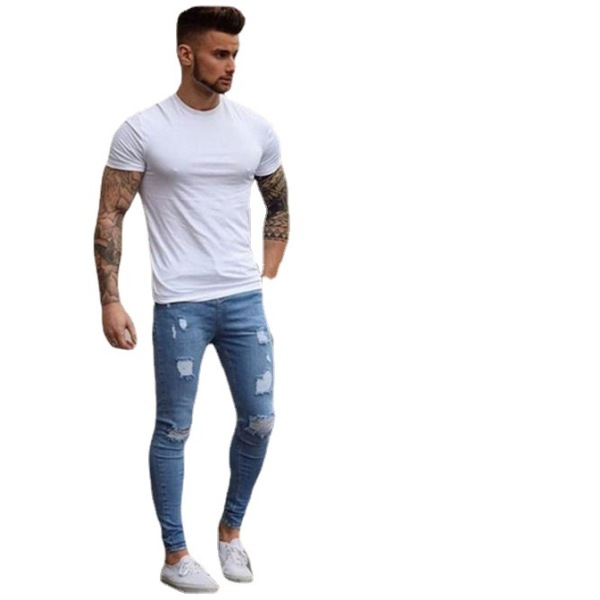 Men's white frayed pencil pants 62