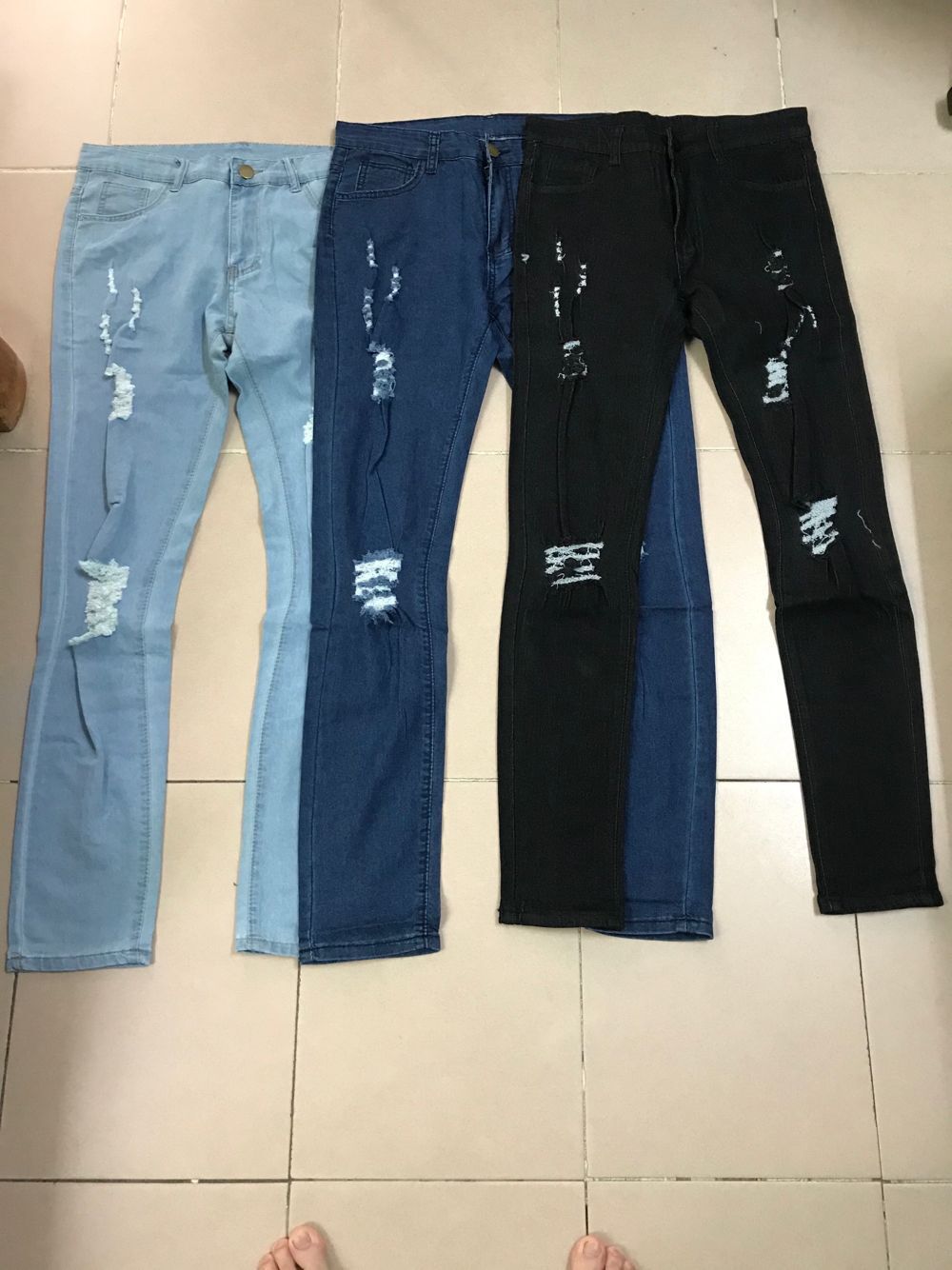 Men's white frayed pencil pants 62