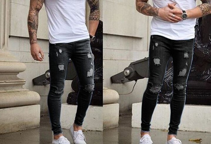 Men's white frayed pencil pants 62