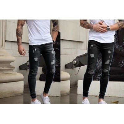 Men's white frayed pencil pants 62