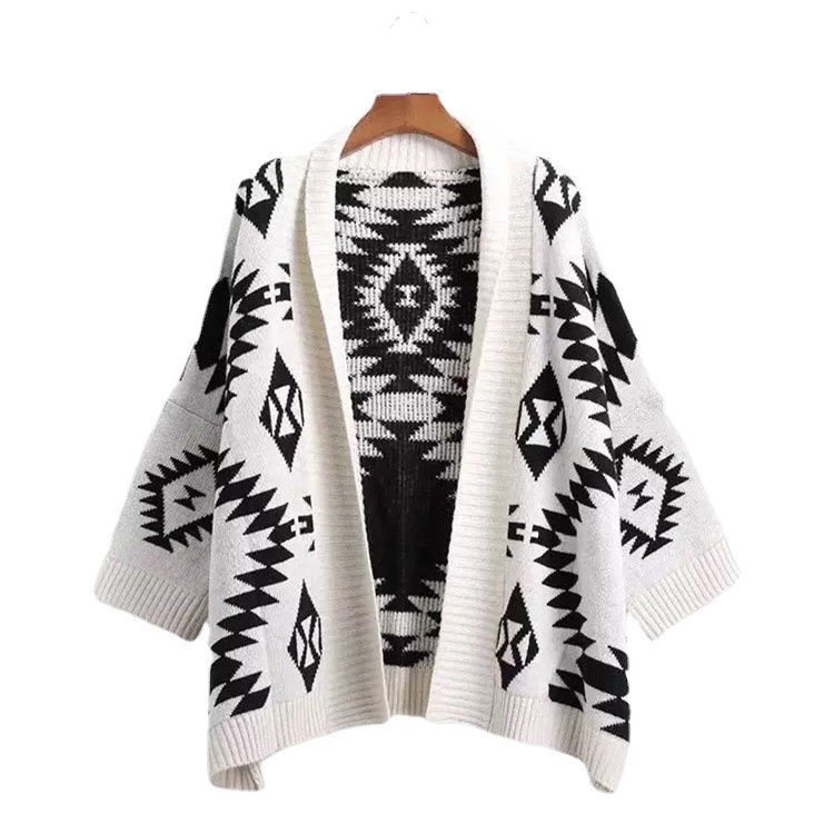 Mid-length diamond jacquard cardigan 139